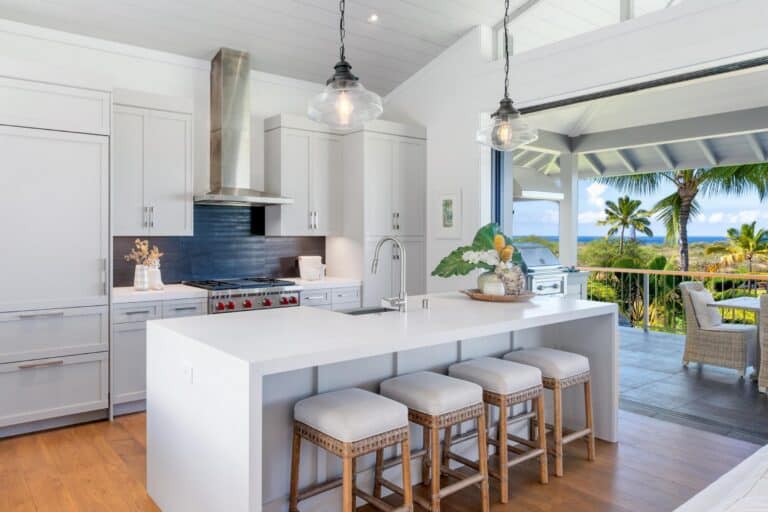 Big Island condos for sale with a bright kitchen and ocean views in Kona, Hawaii.
