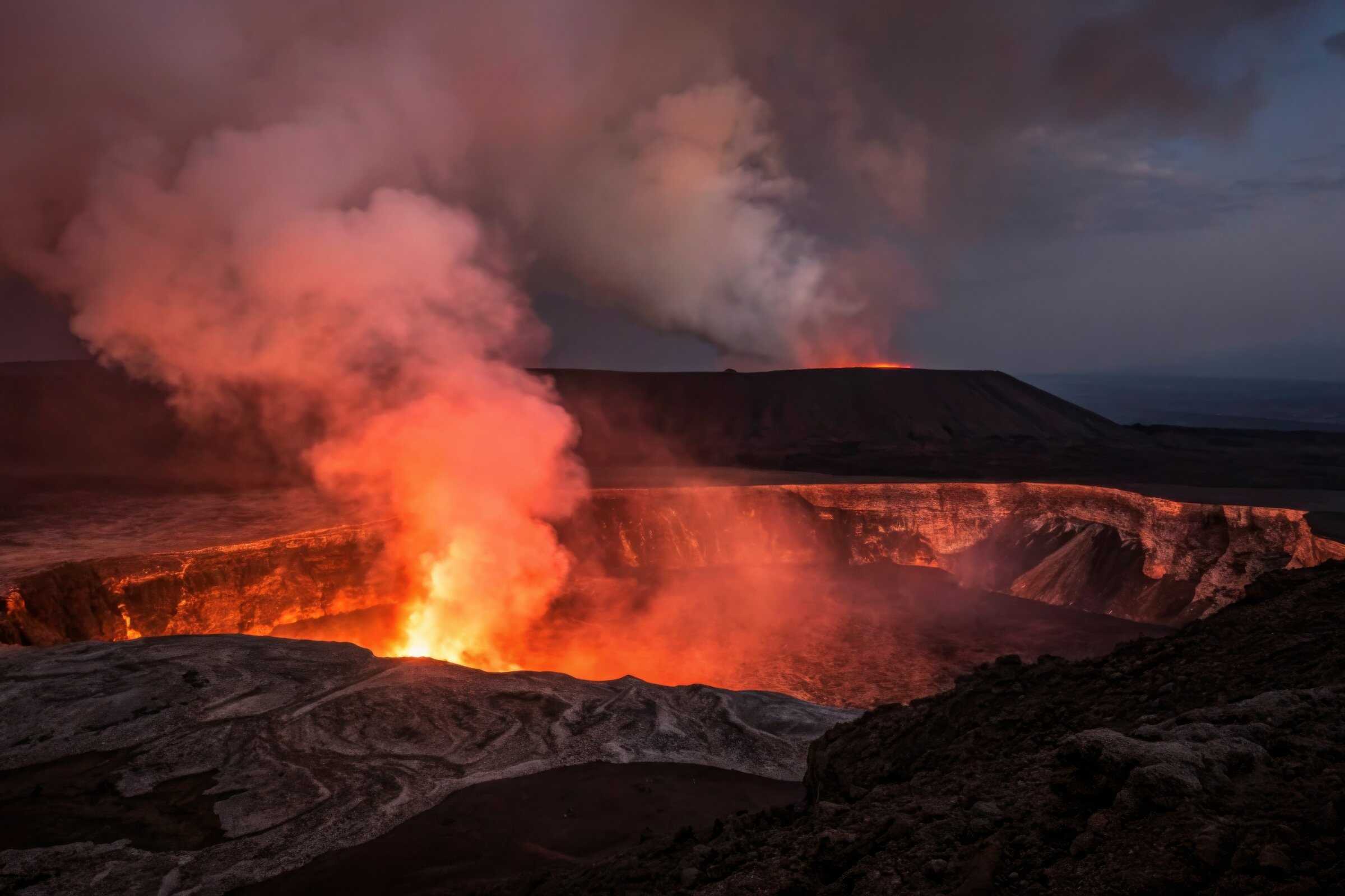 Lava flow and volcanic activity on Hawaii's Big Island, near Kona and Kohala Coast.