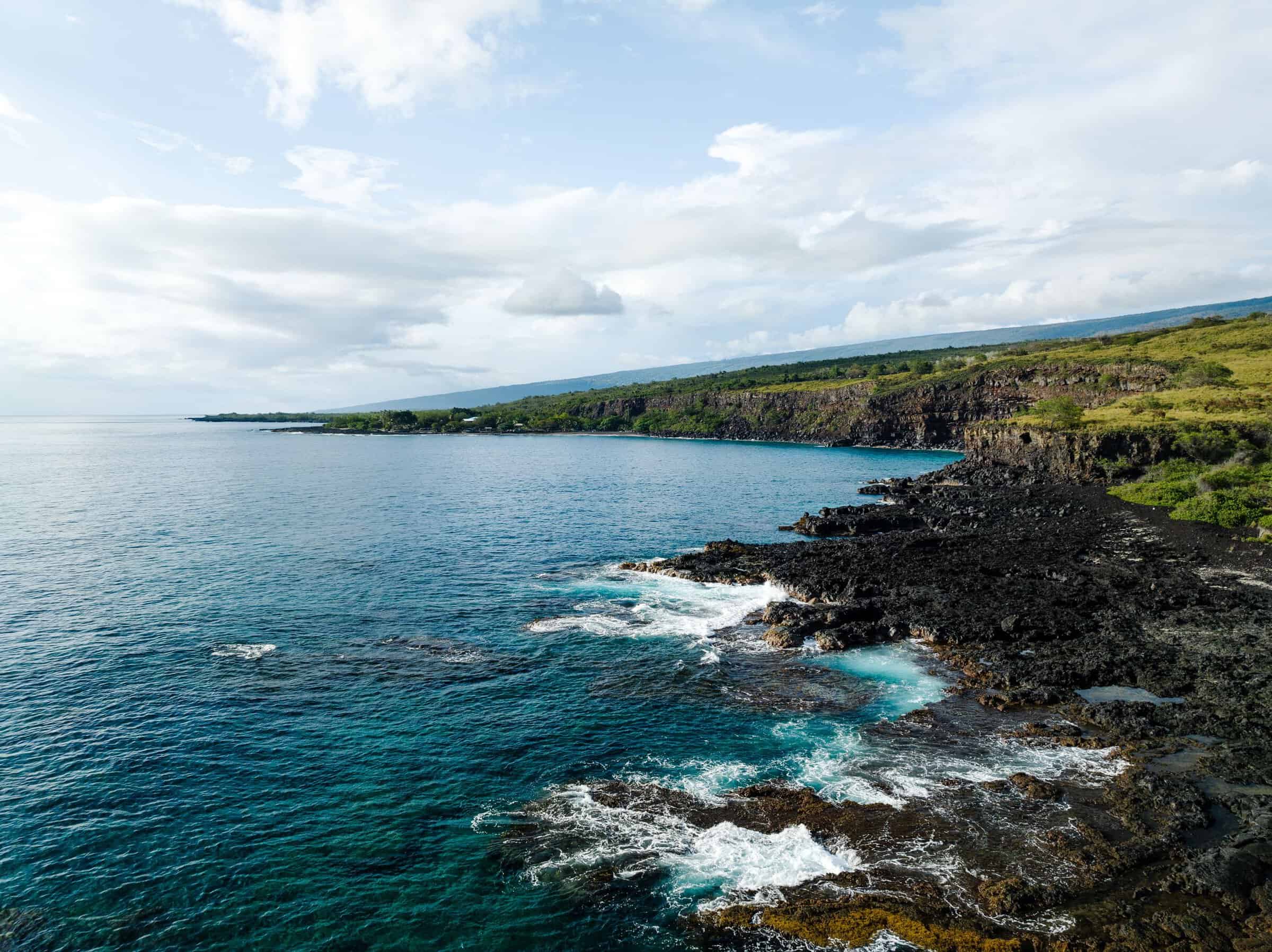 Oceanfront property on Big Island Hawaii with stunning coastal views and volcanic shoreline.